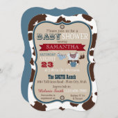 カウボーイバンダンナジャンパー赤ちゃんシャワー 招待状 (正面/裏面)