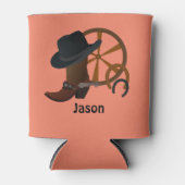 カウボーイバースデーパパーソナライズされたーティ 缶クーラー (正面)