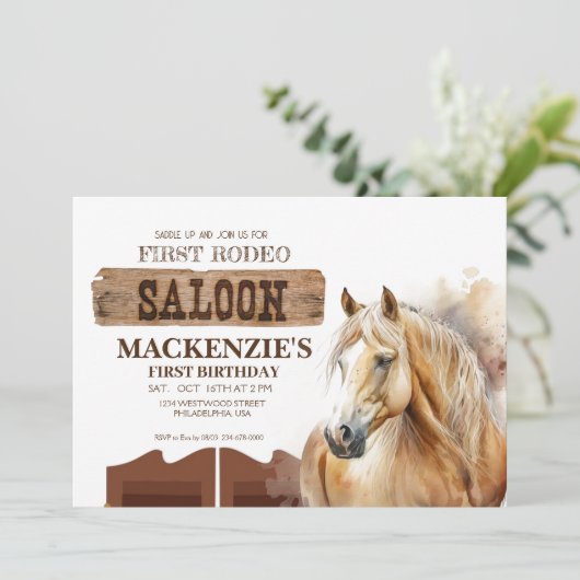 カウボーイバースデーパーティファーストRodeoワイルドウエスト 招待状 (スタンド正面)