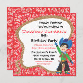 カウボーイバースデーパーティーのラッソ招待状カード 招待状 (正面/裏面)