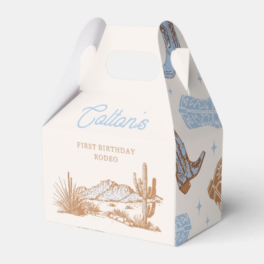 カウボーイバースデーパーティーの好意ボックス フェイバーボックス (正面サイド)
