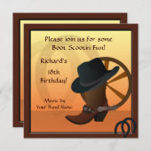 カウボーイバースデーパーティーカスタム招待状 招待状 (正面/裏面)