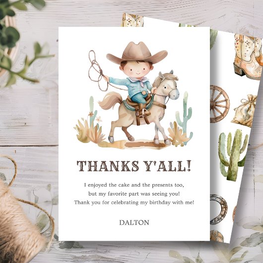 カウボーイバースデーパーティーサンキューカード サンキューカード