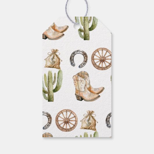 カウボーイバースデーパーティーメッセージカード ギフトタグ (裏面)