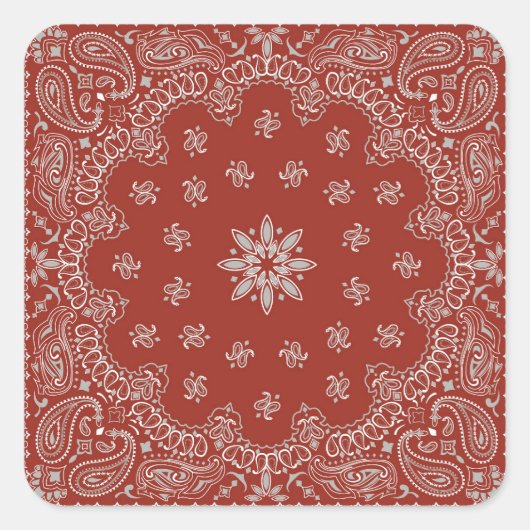 カウボーイバースデーパーティー赤バンダナ スクエアシール (正面)