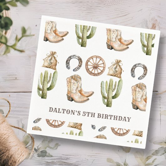 カウボーイバースデーパーティー スタンダードカクテルナプキン