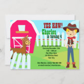 カウボーイバーンファームの誕生日の招待状 招待状 (正面)