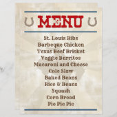 カウボーイパーソナライズされたの停止パーティーメニュー (正面/裏面)