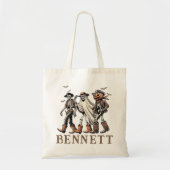 カウボーイパーソナライズされたスケルトンのトリックまたはキャンディの治療 トートバッグ (正面)