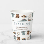 カウボーイパーソナライズされたパターン赤ちゃんシャワー 紙コップ (裏面)