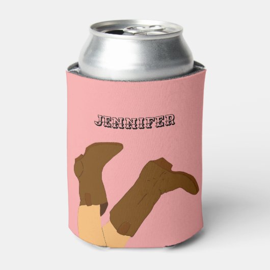 カウボーイパーソナライズされたブーツ 缶クーラー (缶正面)