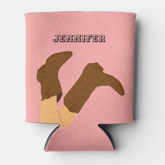 カウボーイパーソナライズされたブーツ 缶クーラー (正面)