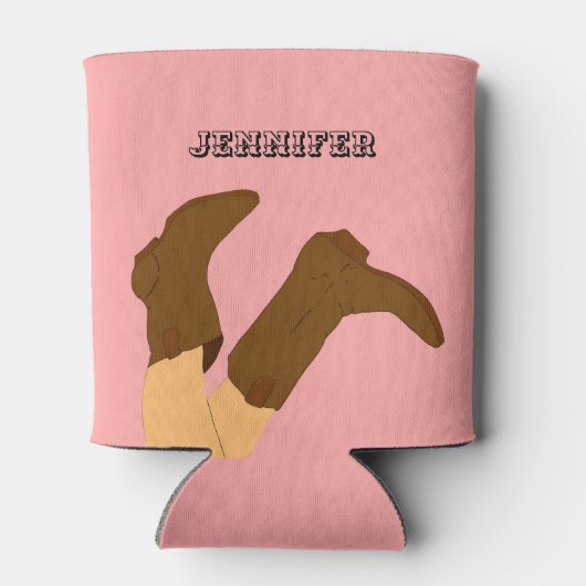 カウボーイパーソナライズされたブーツ 缶クーラー (裏面)