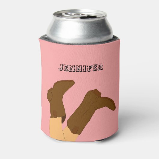カウボーイパーソナライズされたブーツ 缶クーラー (缶裏面)