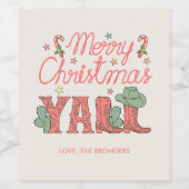 カウボーイパーソナライズされたメリークリスマスワインラベル ワインラベル (シングルラベル)