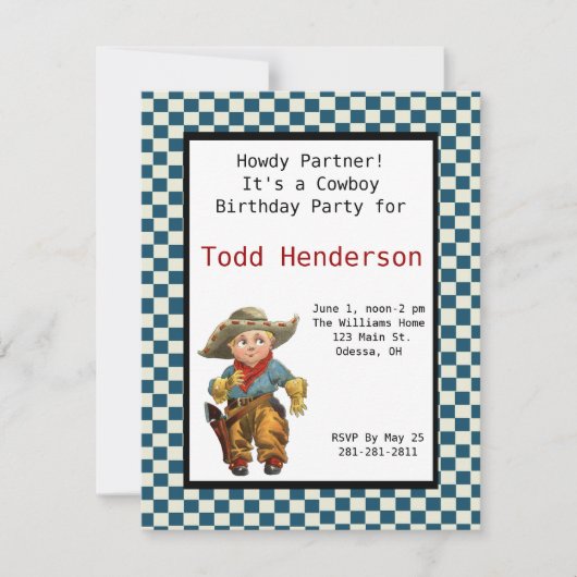 カウボーイパーティの招待状 招待状 (正面)