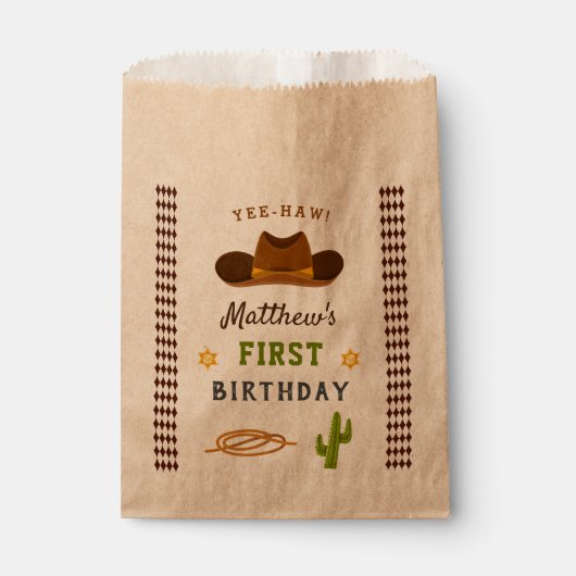 カウボーイパーティーサロオンワイルドウエストウェスタンボーイ誕生日 フェイバーバッグ (正面)