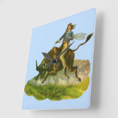 カウボーイビクトリアンブル・ライダー スクエア壁時計 (傾斜)