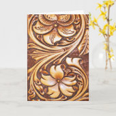 カウボーイファッションウエスタンカントリー工具革 カード (黄色い花)