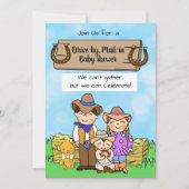 カウボーイファミリーボーイズベビーシャワーでドライブ 招待状 (正面)