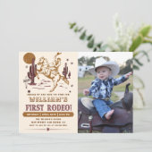 カウボーイファーストロデオウェスタン誕生日写真 招待状 (スタンド正面)