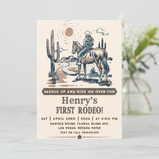 カウボーイファーストロデオウェスタン誕生日 招待状 (スタンド正面)