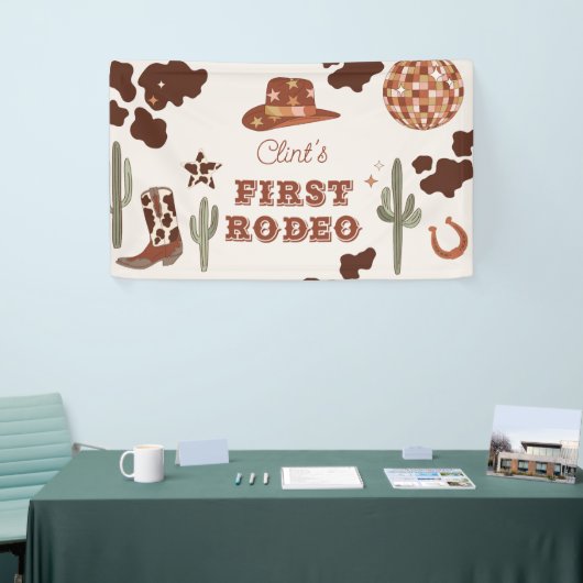 カウボーイファーストロデオテラコッタ1st誕生日パーティー 横断幕 (トレードショー)