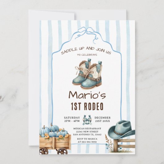 カウボーイファーストロデオパンプキン誕生日 招待状 (正面)