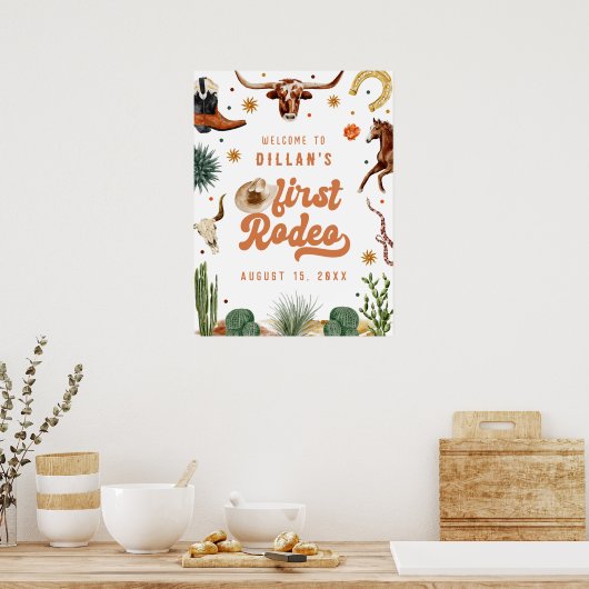 カウボーイファーストロデオ誕生日へようこそ ポスター (キッチン)