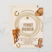 カウボーイファーストロデオ誕生日招待状 男女兼用 ポストカード (正面/裏面)