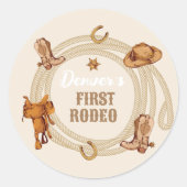 カウボーイファーストロデオ誕生日 男女兼用 ラウンドシール (正面)