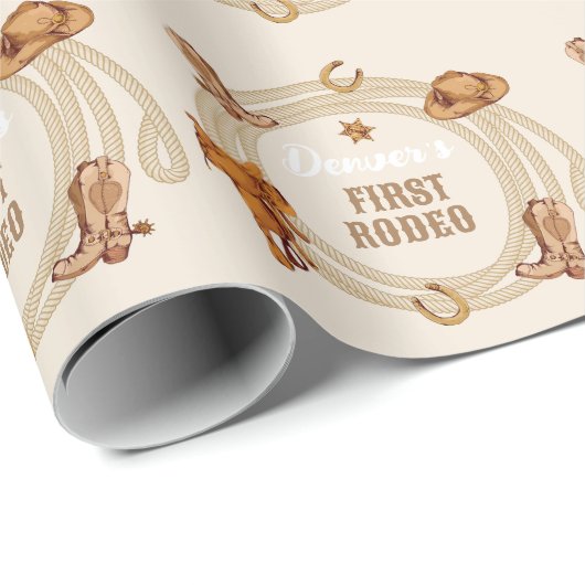 カウボーイファーストロデオ誕生日 男女兼用 ラッピングペーパー (ロールコーナー)