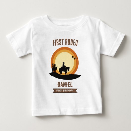 カウボーイファースト誕生日 ベビーTシャツ (正面)