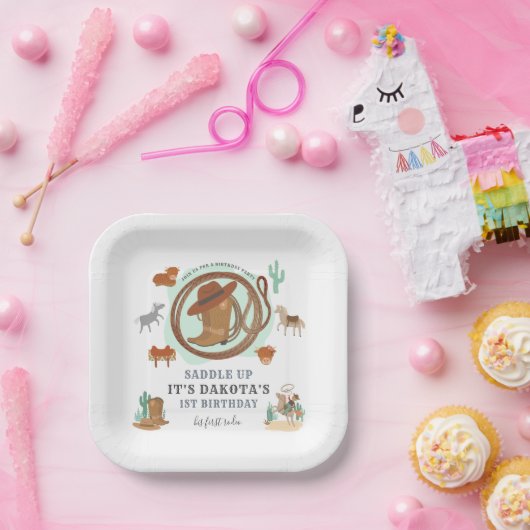 カウボーイファースト誕生日 ペーパープレート (パーティー)
