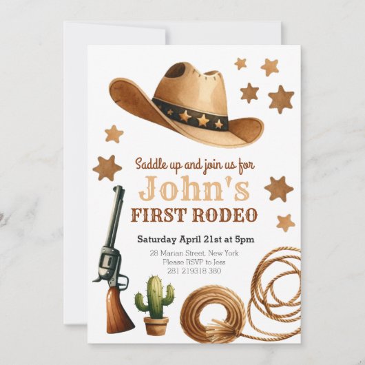 カウボーイファースト・ロデオ1歳の誕生日 招待状 (正面)
