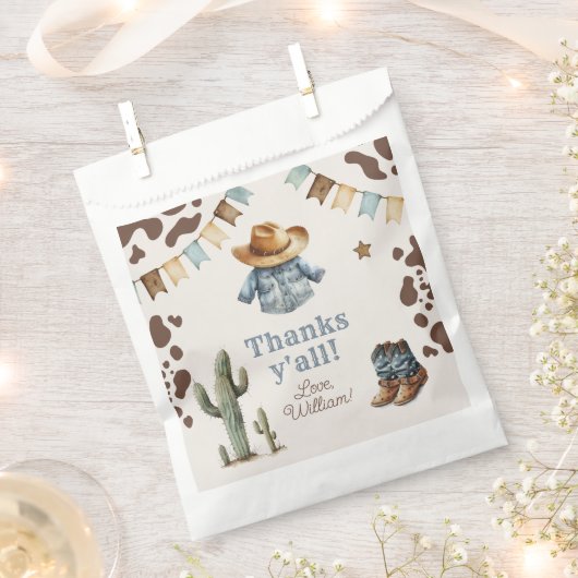 カウボーイファーストRodeo誕生日ワイルドウェスト フェイバーバッグ (クリップ留めされた状態)