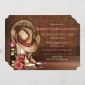 カウボーイフェミニンハットブーツバラウッドウェスタン 招待状 (正面/裏面)