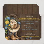 カウボーイフェミニンハットブーツバラウッドウェスタン 招待状 (正面/裏面)