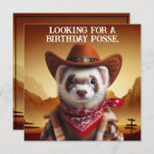 カウボーイフェレーウェスタンスタイル誕生日ポッセ 招待状 (正面/裏面)