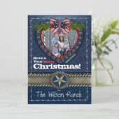 カウボーイフォトクリスマスカードオンデニムプリント シーズンカード (スタンド正面)