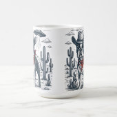 カウボーイフランスのブルドッグヴィンテージエイリアン西部 コーヒーマグカップ (中央)