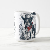 カウボーイフランスのブルドッグヴィンテージエイリアン西部 コーヒーマグカップ (正面右)