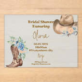 カウボーイフローラブライダルシャワー アクリル招待状 (正面)