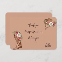 カウボーイブライダルシャワー感謝していユー サンキューカード