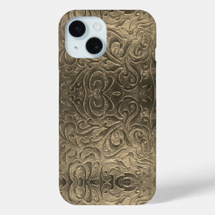 カウボーイブラウンウエスタンカントリーレザーパターン iPhone 15ケース