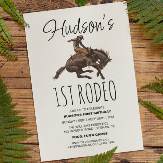 カウボーイブラウンウォーター色1stロデオ1st誕生日 招待状