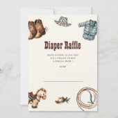 カウボーイブルーウェスタンのおむつラッフルチケットカード 招待状 (正面)