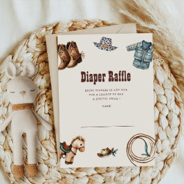 カウボーイブルーウェスタンのおむつラッフルチケットカード 招待状