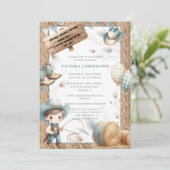 カウボーイブルーウェスタンボーイベビーシャワー 招待状 (スタンド正面)