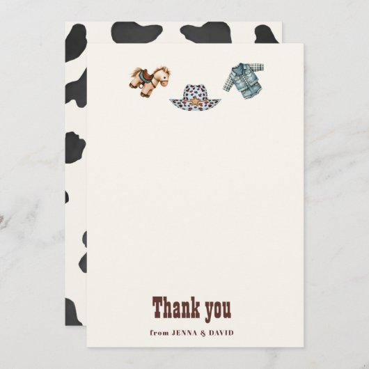 カウボーイブルーウェスタンロデオサンキューカード サンキューカード (正面/裏面)